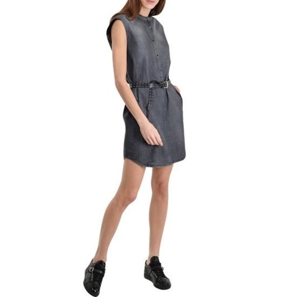 The Kooples Denim Gray Washed Dress - Picture 9 of 15